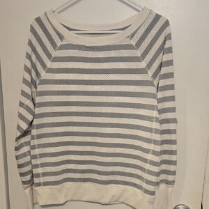 Xersion Women's Gray and White Striped Top
